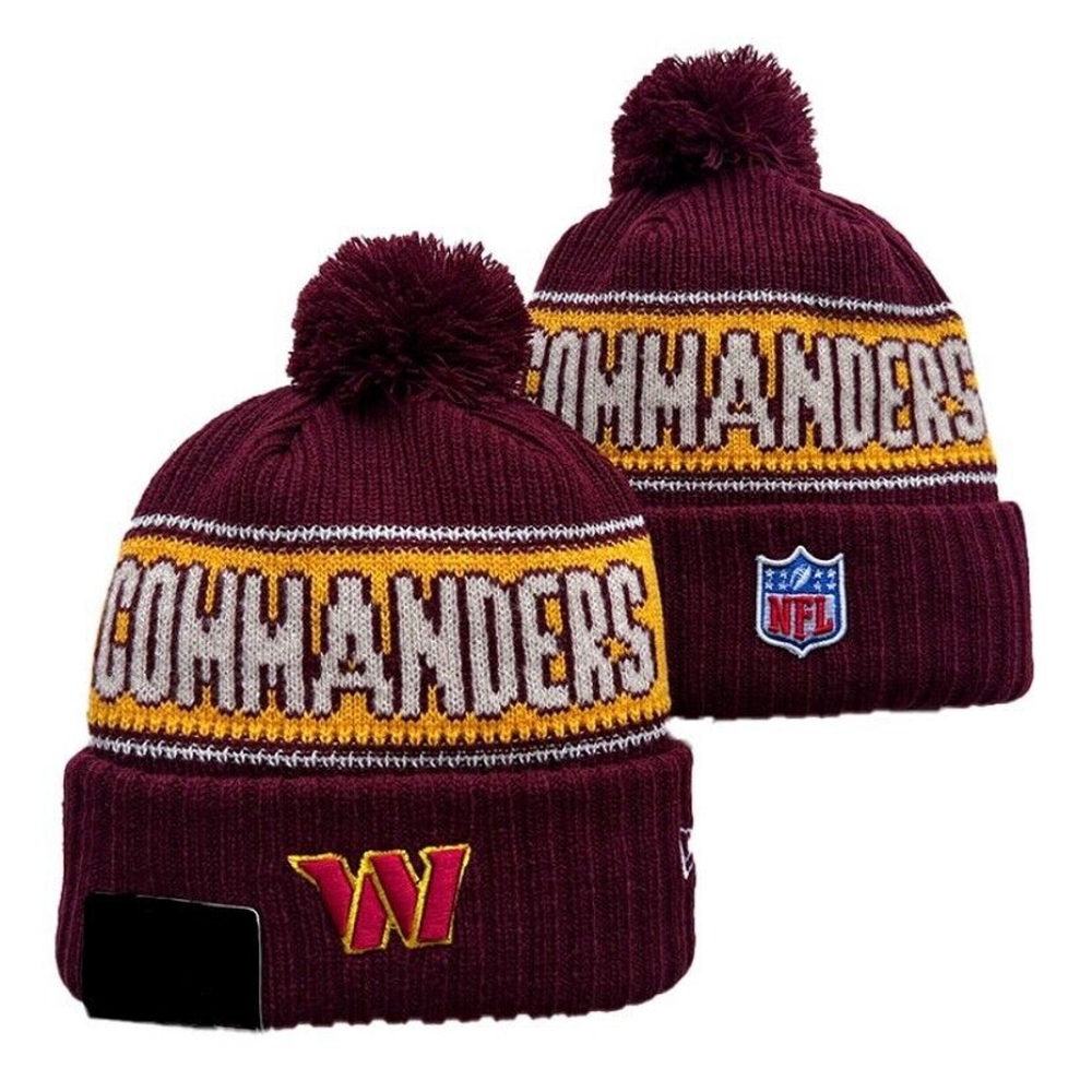 Washington Commanders Red NFL Knit Winter Hat Beanie On Field Sideline Fleece